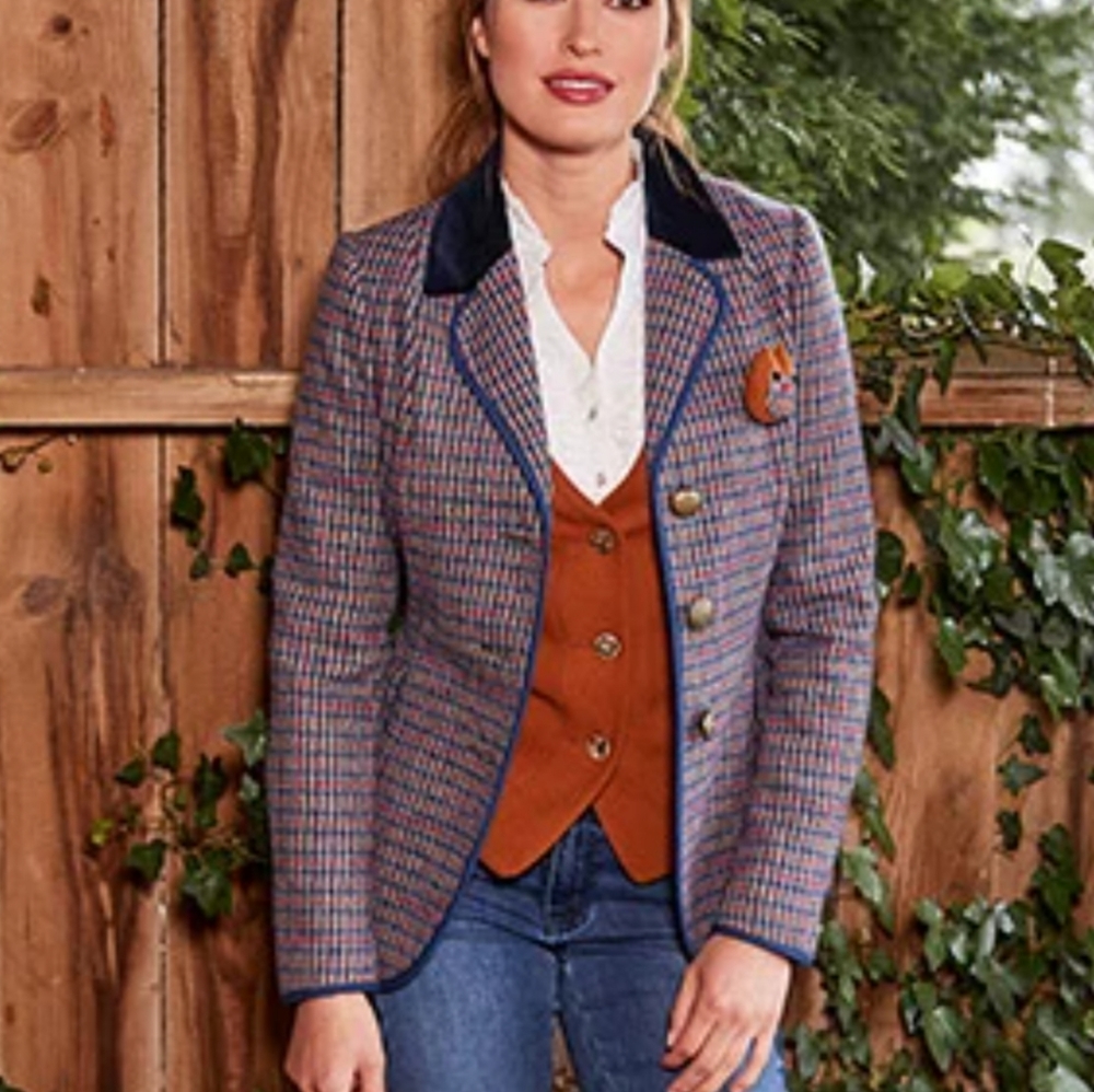 Joe Brown's campfire jacket with velvet trim